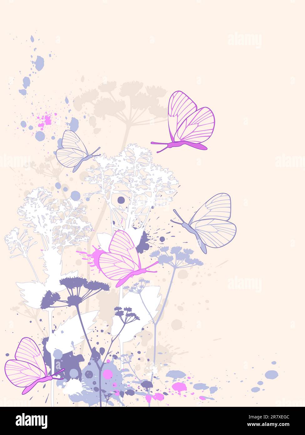 vector grunge floral background with butterflies Stock Vector Image ...