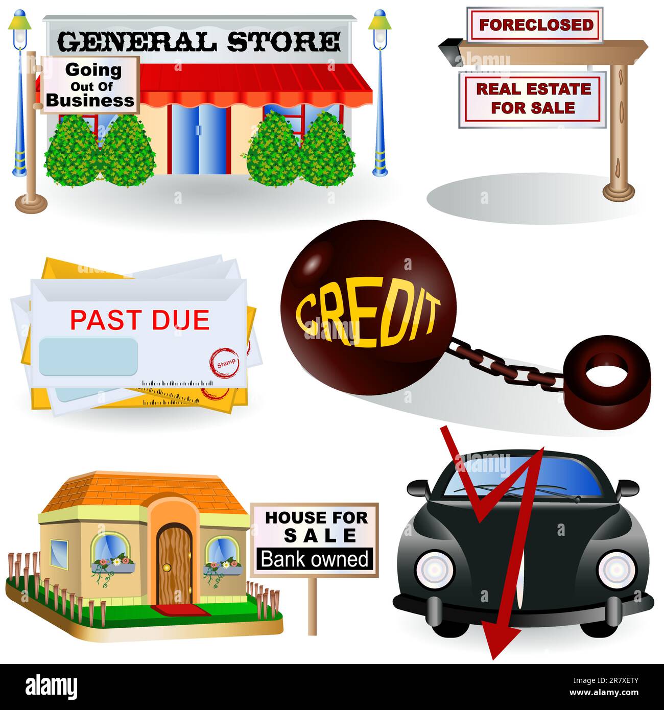 Illustration of different recession images, part 3 Stock Vector Image