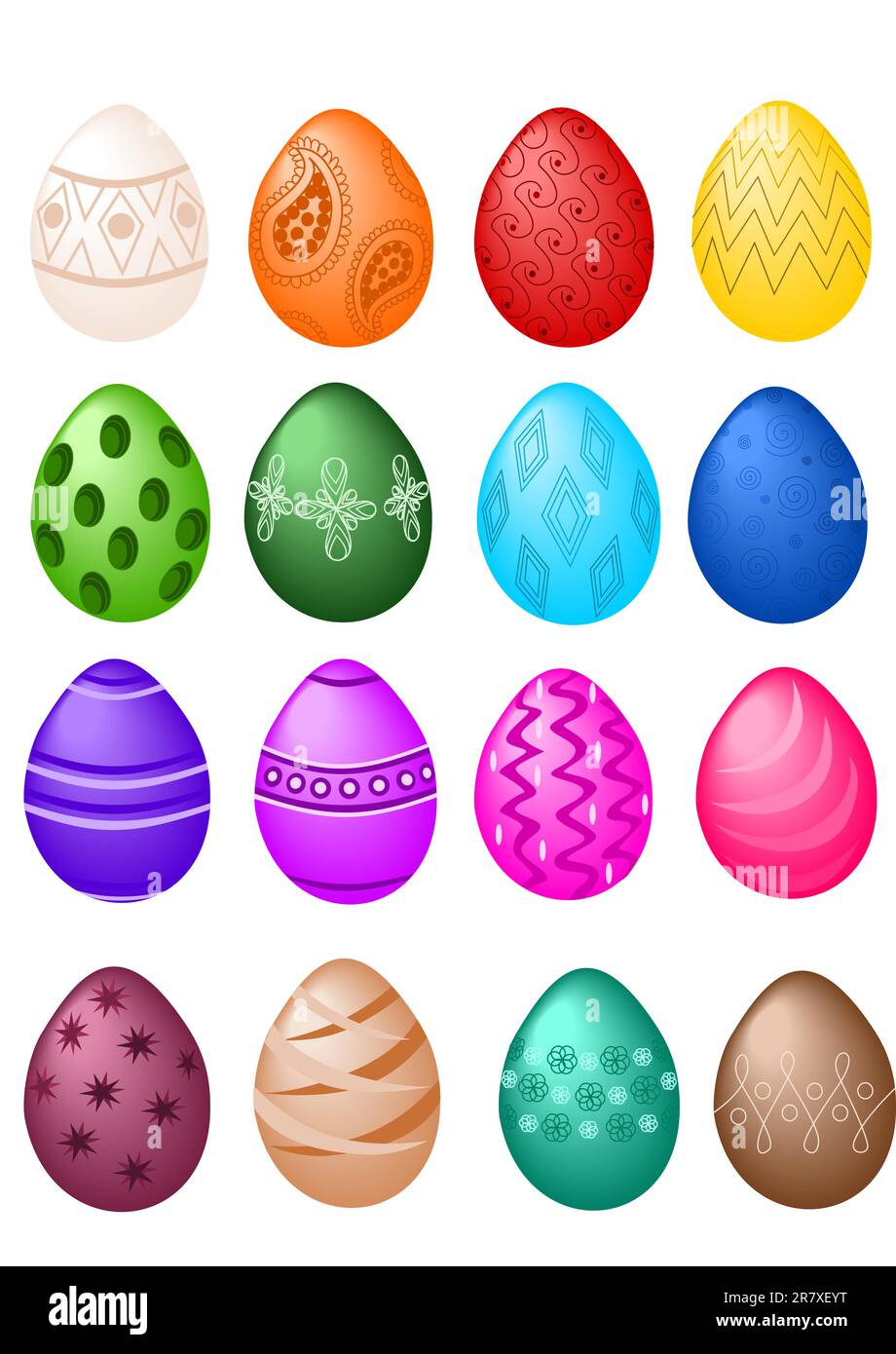 Big set of different kind of easter eggs Stock Vector