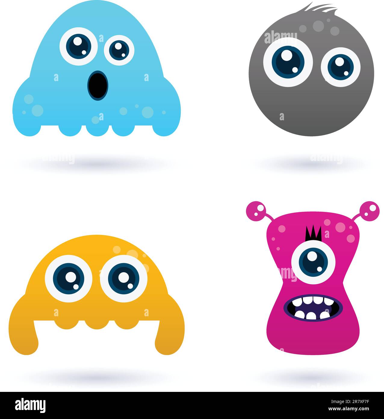 Cute monster or germs characters collection. Vector cartoon Illustration Stock Vector