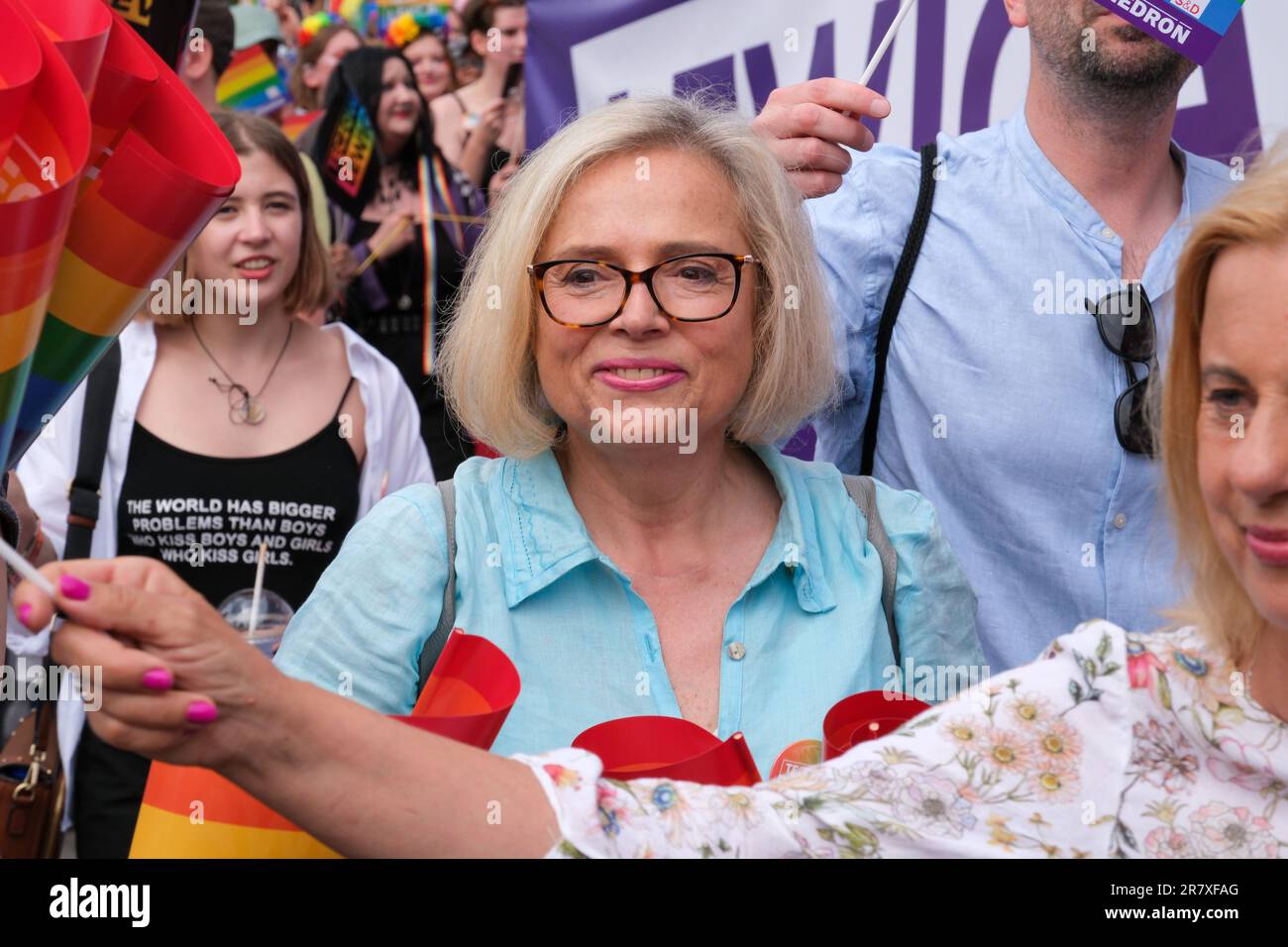 Warsaw, Poland. 17th June, 2023. The Equality Parade is a regularly organized event aimed at showing opposition to intolerance and exclusion and supporting the idea of freedom, equality and diversity.In the photo: Wanda Nowicka (Credit Image: © Grzegorz Banaszak/ZUMA Press Wire) EDITORIAL USAGE ONLY! Not for Commercial USAGE! Stock Photo