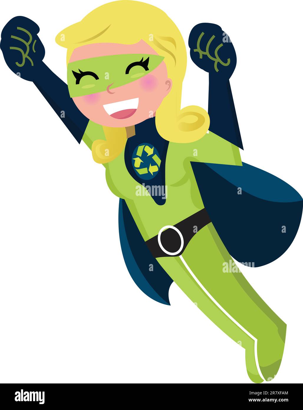 Superhero Girl save the environment. Vector cartoon Illustration. Stock Vector