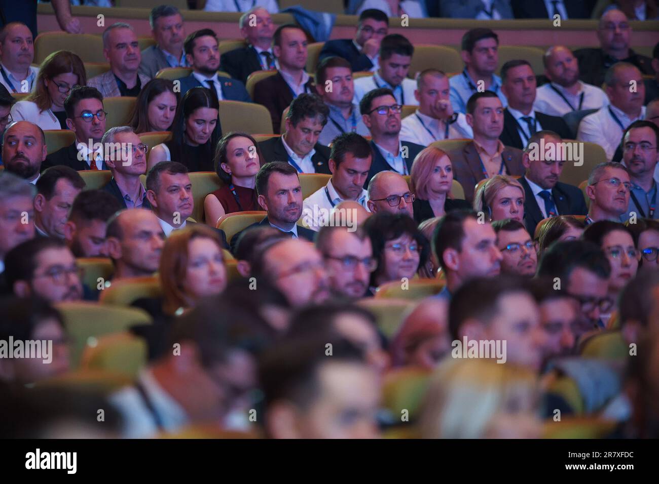 Bucharest, Romania. 17th June, 2023: USR delegates attend the Congress of the Save Romania Union (USR) party. Credit: Lucian Alecu/Alamy Live News Stock Photo