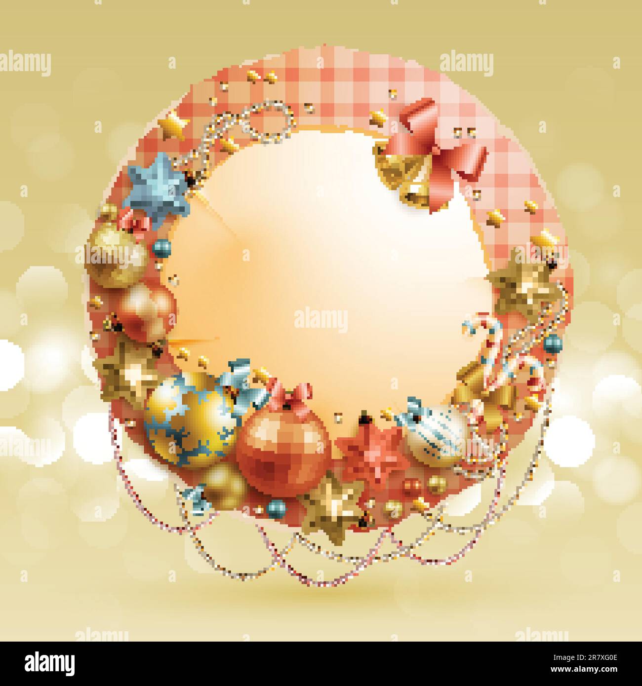 Christmas vintage bubble with baubles and place for text. Vector illustration. Stock Vector