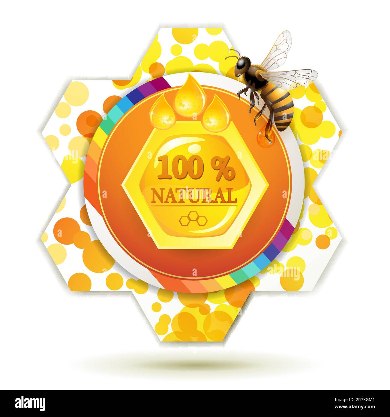 Bee and honeycomb over white background Stock Vector