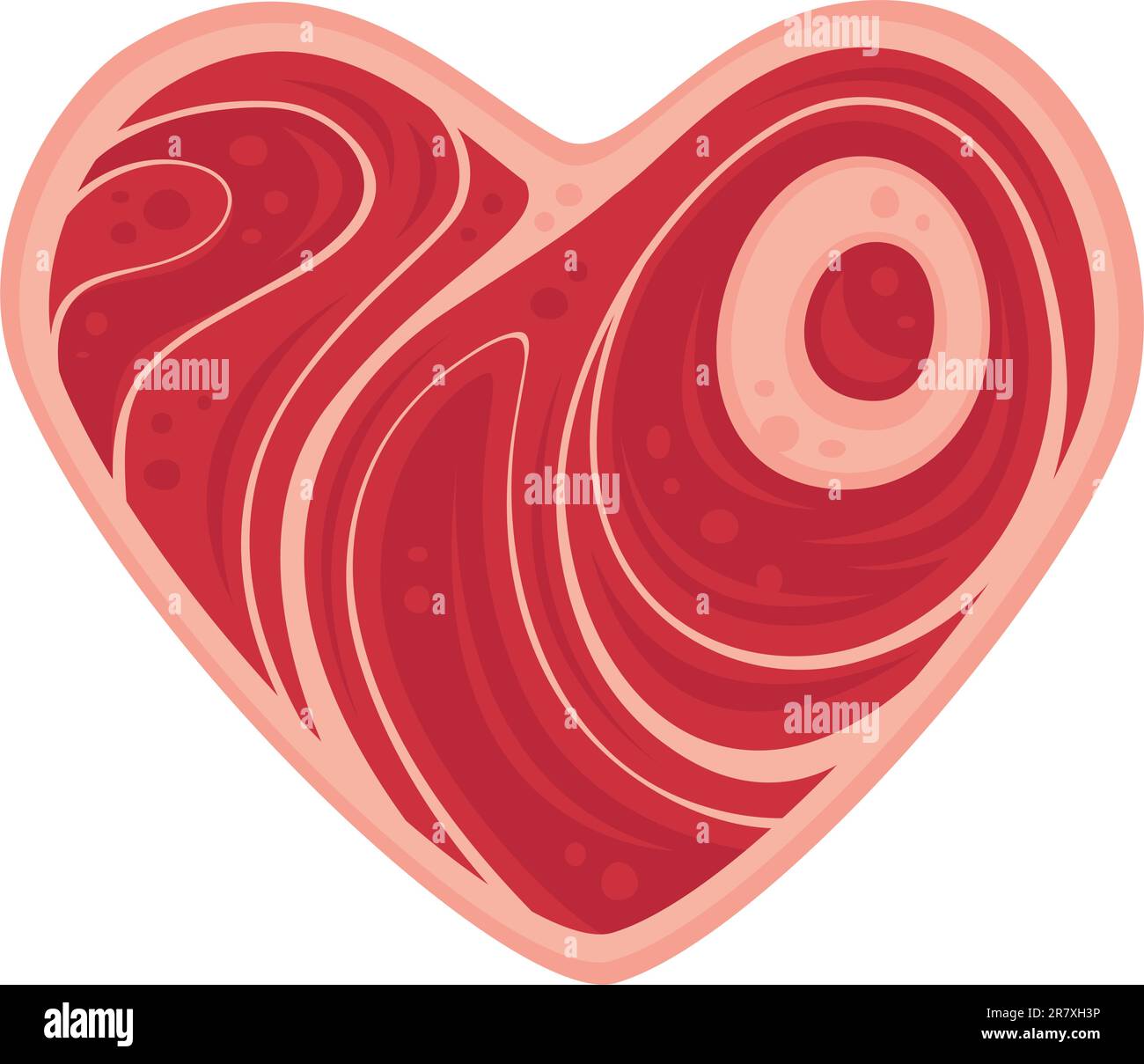 For all of the meat lovers out there. Vector cartoon illustration of a heart-shaped chop of meat. Stock Vector