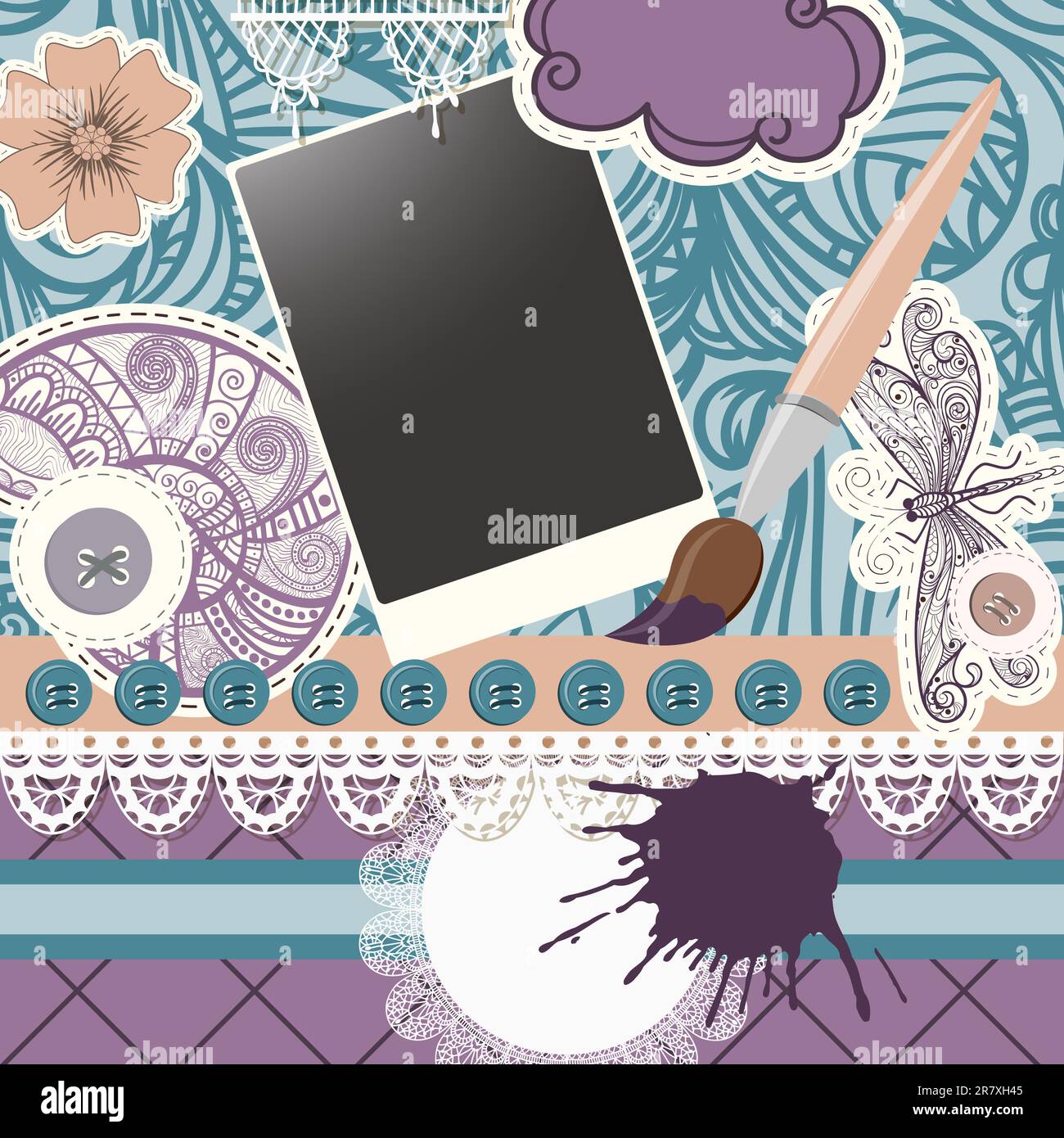 vector scrapbook design pattern on seamless background. includes ...