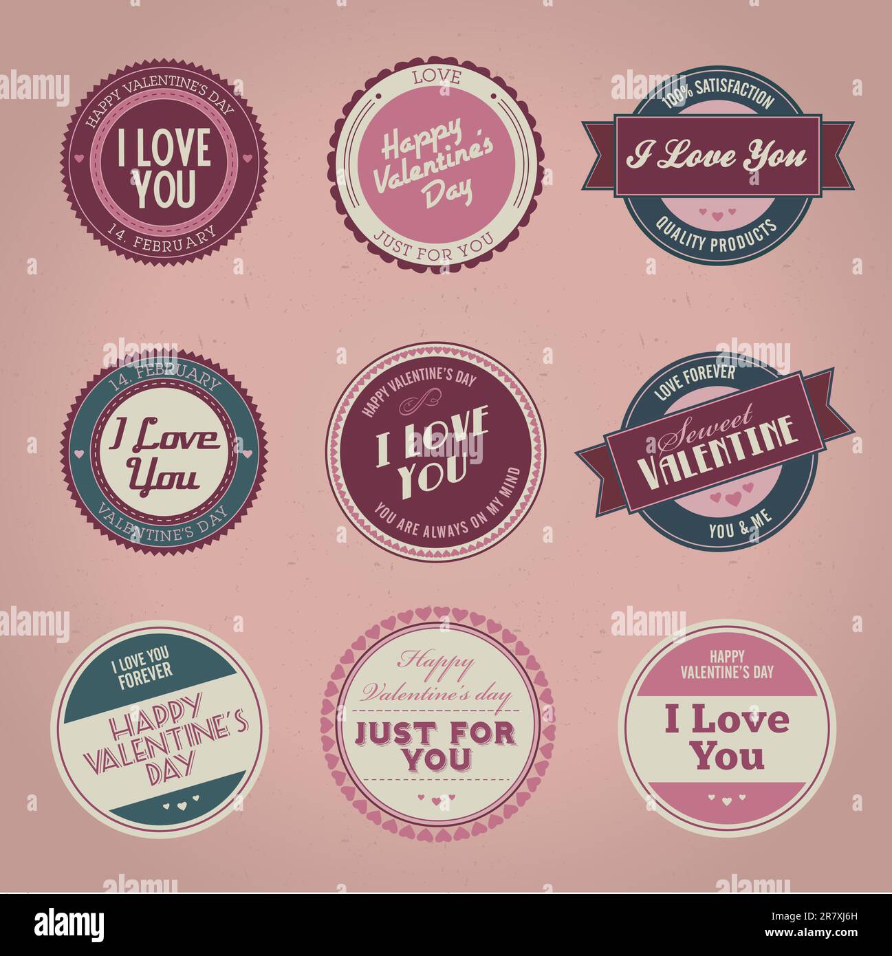 Free Vector  Vintage valentine stickers