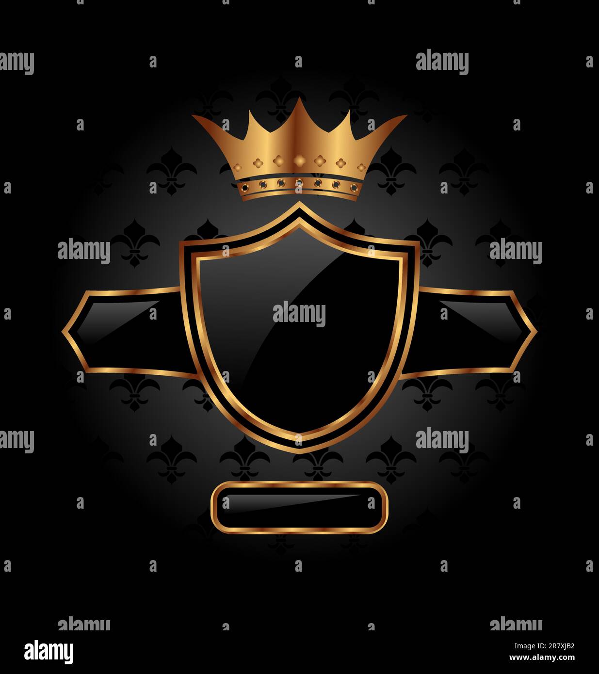 Illustration ornate heraldic shield with crown - vector Stock Vector ...