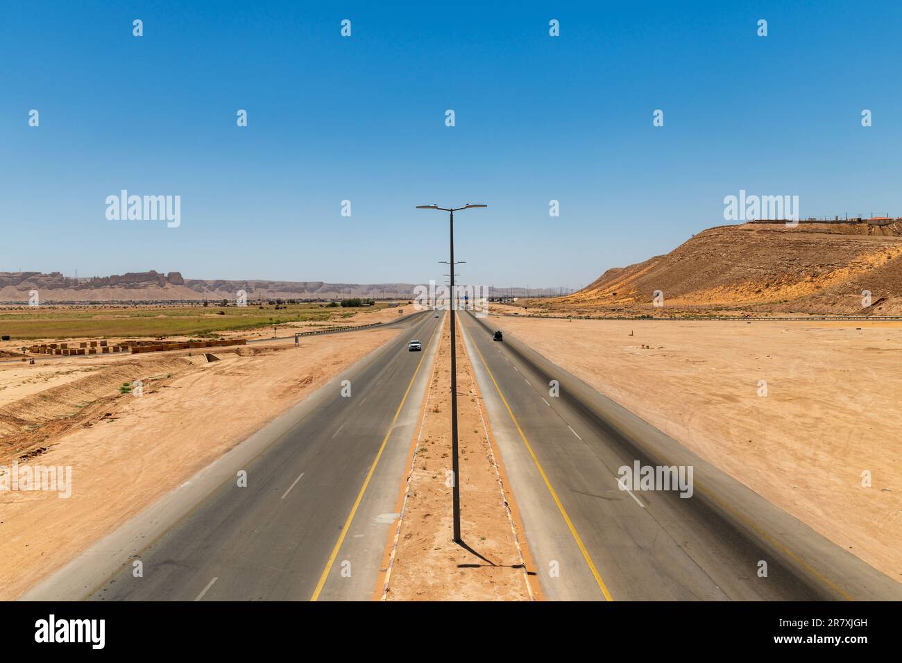 Desert Highway - Al Qiddiya Stock Photo