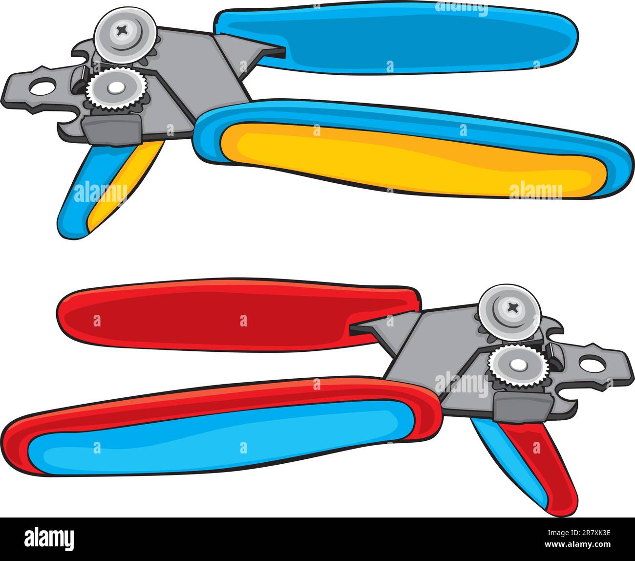 fully editable vector illustration of two colored can openers Stock Vector