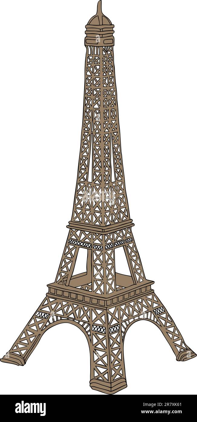 Hand drawn vector illustration of Eiffel tower in Paris, France Stock Vector