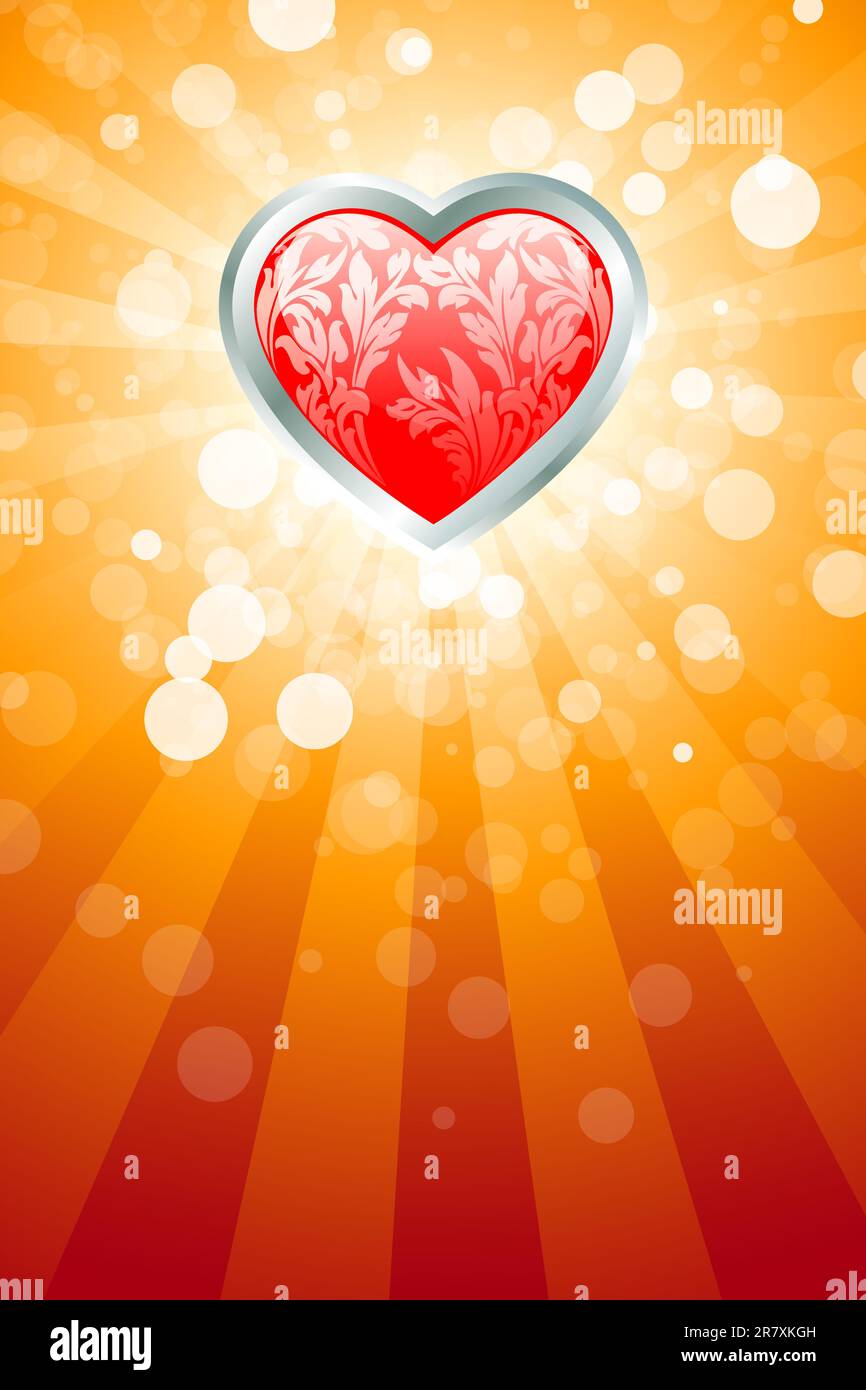 Abstract Valentines Day background with heart and rays Stock Vector ...