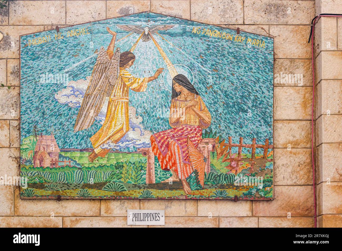 A Filipino mosaic depicting the annunciation with the angel Gabriel and