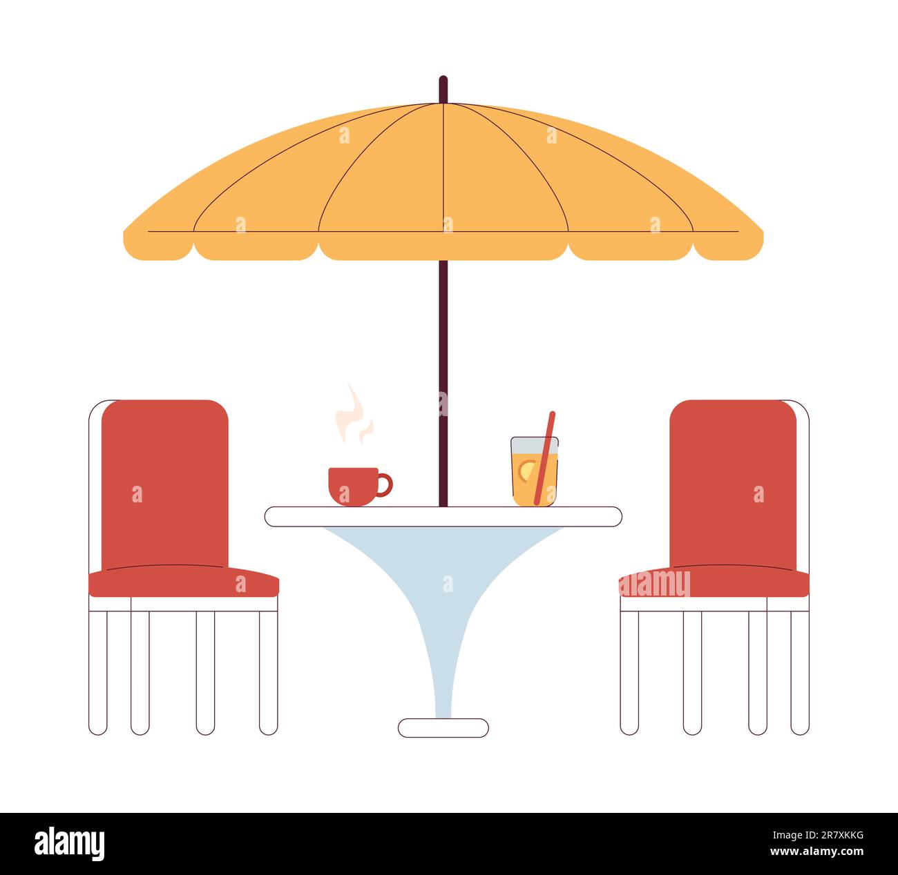Modern street cafe table and umbrella semi flat colour vector object Stock Vector