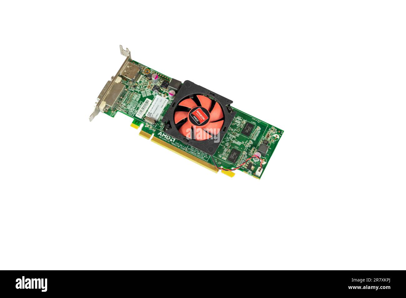 Computer graphic card on white background closeup: Swat, Pakistan - May 26, 2023. Stock Photo