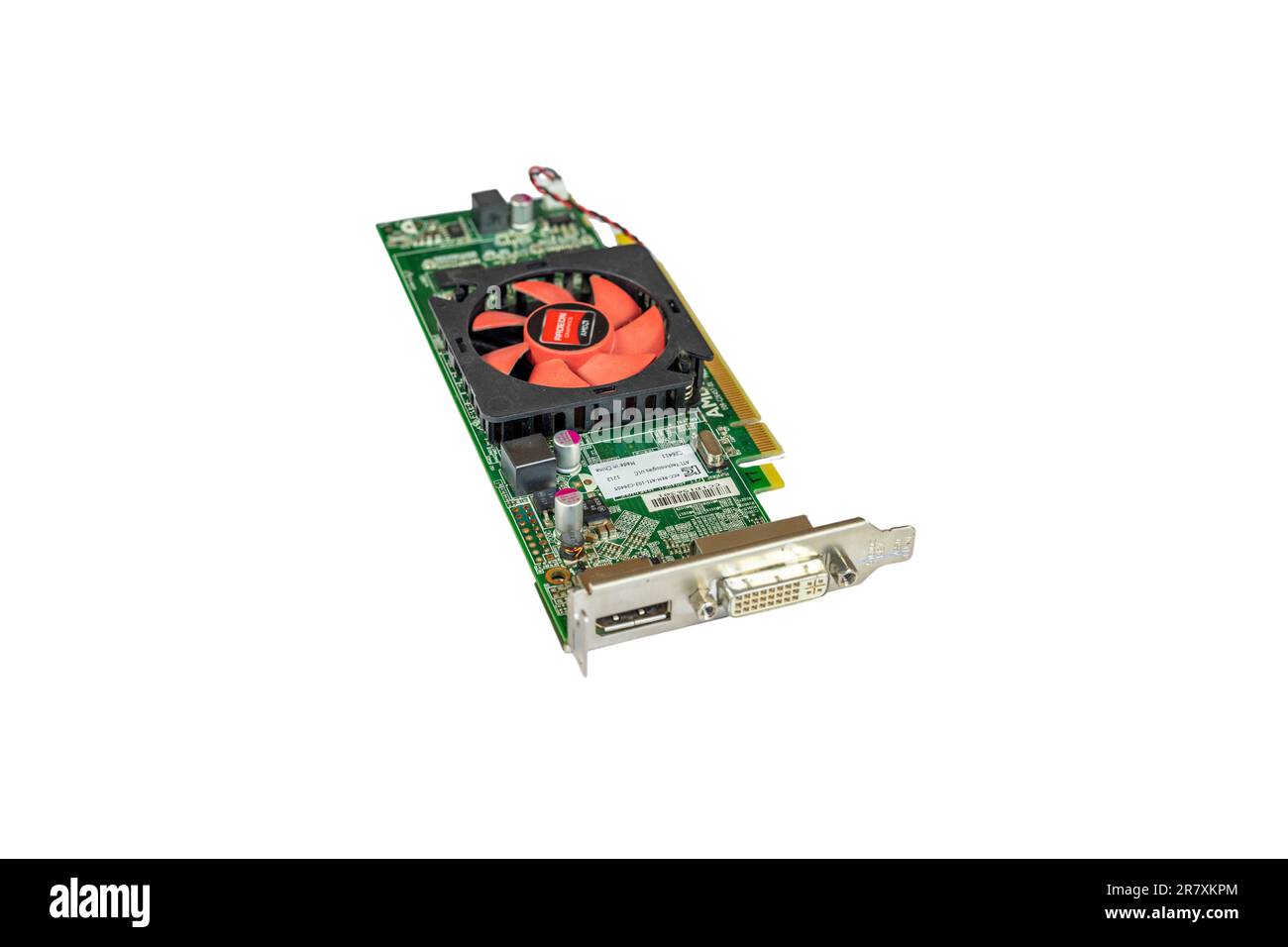 Computer graphics card selective focus on the DVI connector isolated on white background: Swat, Pakistan - May 26, 2023. Stock Photo