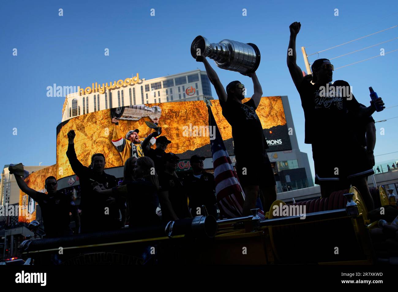 Vegas Golden Knights defenseman Nicolas Hague celebrates with the