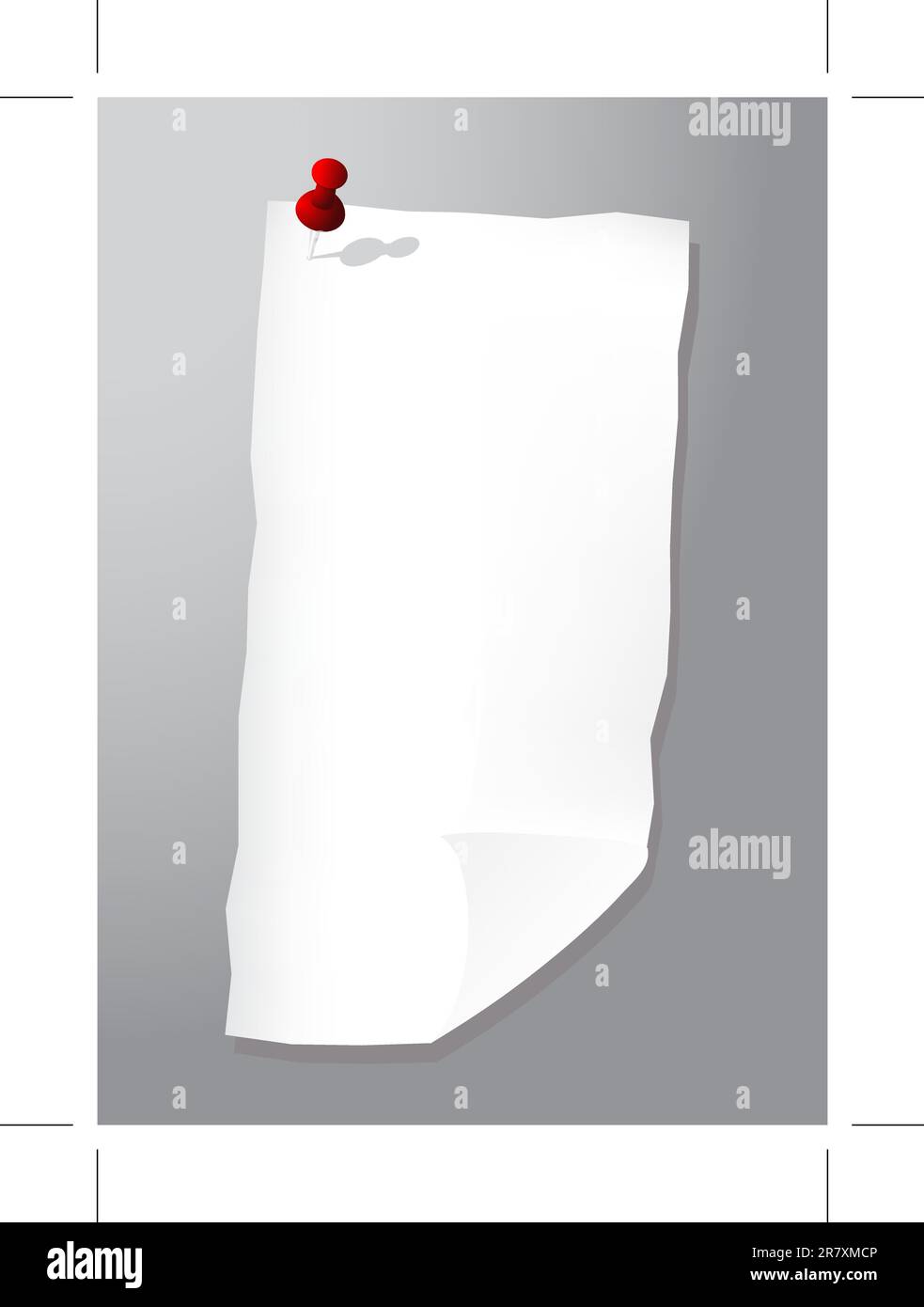 Paper sheet with tack, vector illustration, eps10 Stock Vector Image