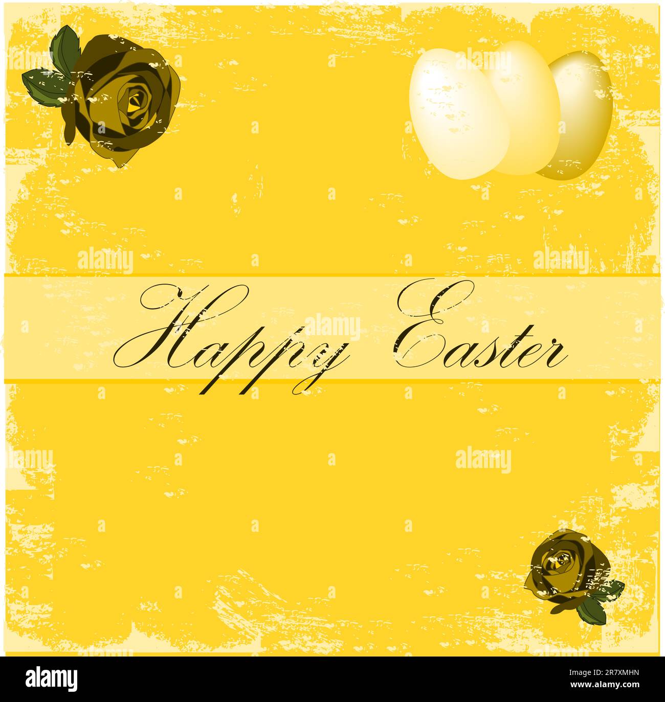 Illustration of easter postcard with old paper background Stock Vector