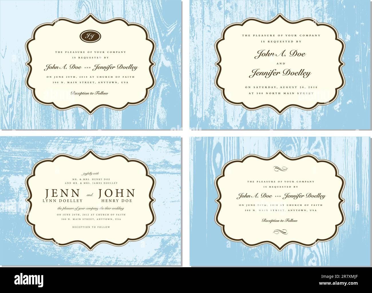 Vector Wooden Frame Set. Easy to edit. Perfect for invitations or announcements. Stock Vector