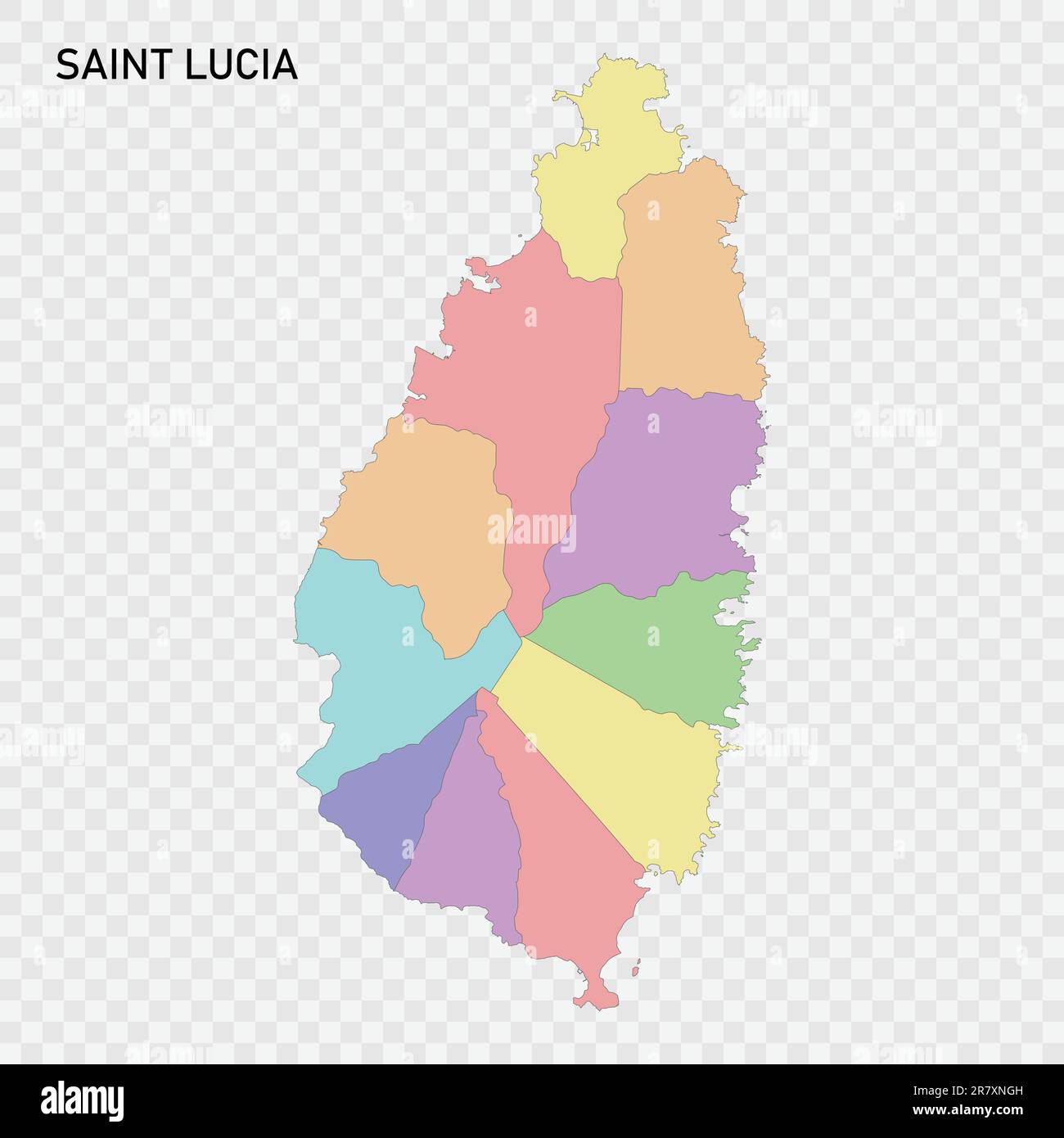 Isolated colored map of Saint Lucia with borders of the regions Stock Vector Image & Art Alamy