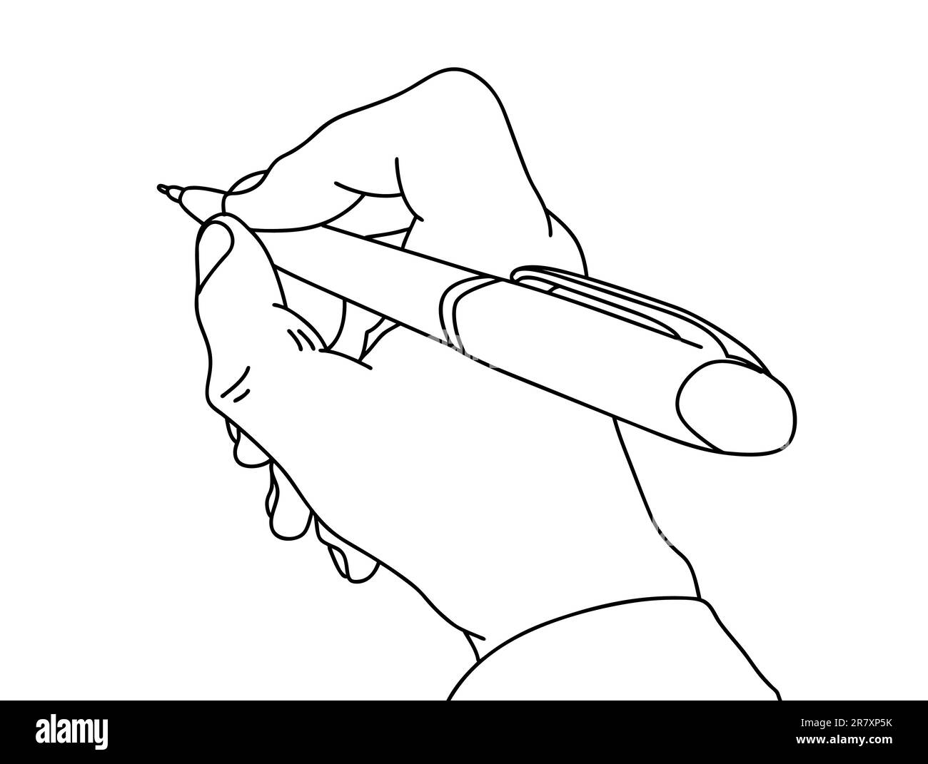 pen in hand on white background, vector illustration Stock Vector Image ...