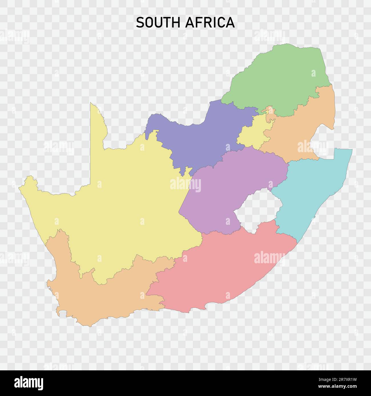 Isolated colored map of South Africa with borders of the regions Stock ...