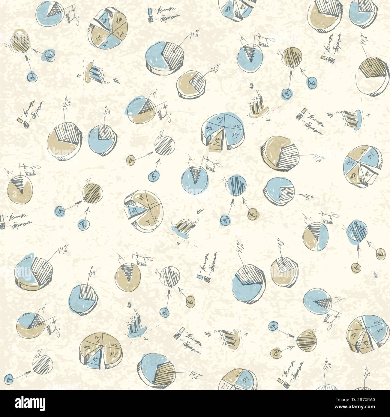 Hand-drawn infographic elements. May use as seamless pattern. Stock Vector