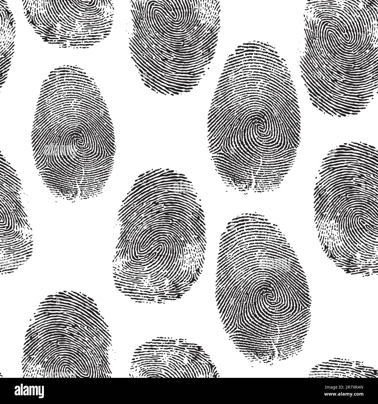 Vector thumb print background. Thumbprint, fingerprint seamless wallpaper. Crime, dactylography illustration. Stock Vector