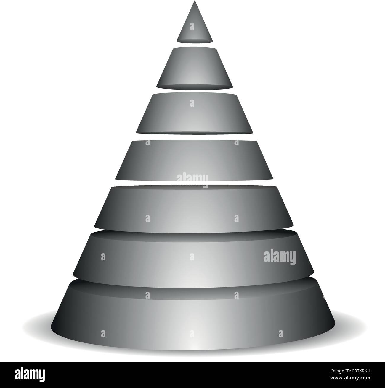 illustration of a sliced cone pyramid with seven layers Stock Vector