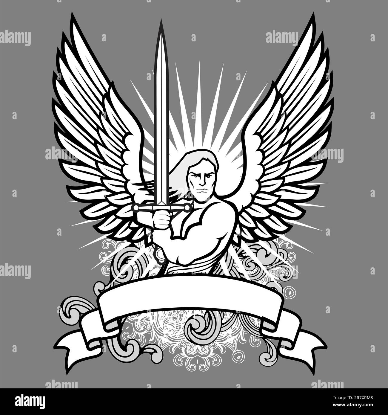 Vector Angel Warrior. All pieces are separated and easy to edit. Stock Vector