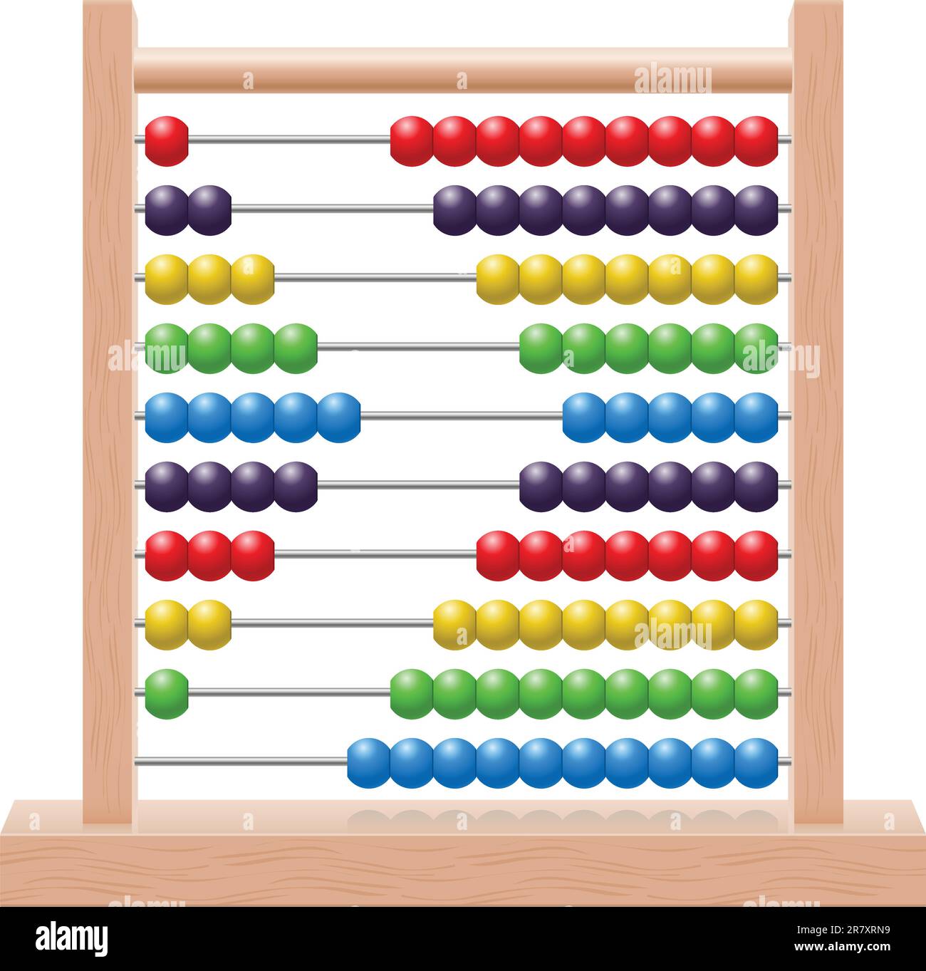 Illustration of an abacus with rainbow colored beads Stock Vector