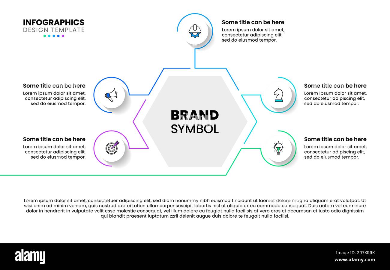 Infographic template with icons and 5 options or steps. Hexagon. Can be ...