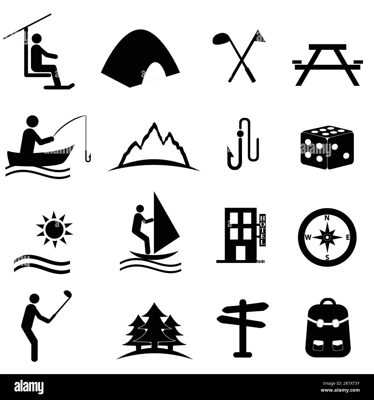 Leisure, sports and recreation icon set Stock Vector