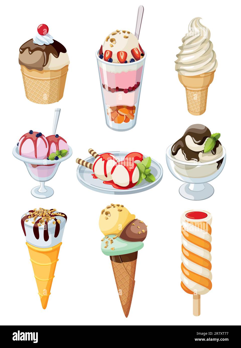 Set of tasty ice cream isolated on white background Stock Vector Image ...