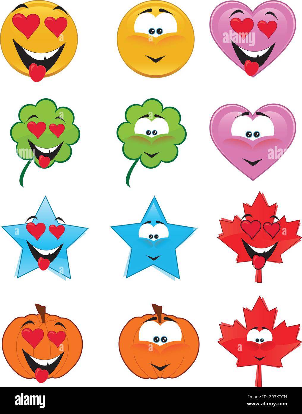 Set of emoticons - St. Valentine's collection - vector illustrations Stock Vector