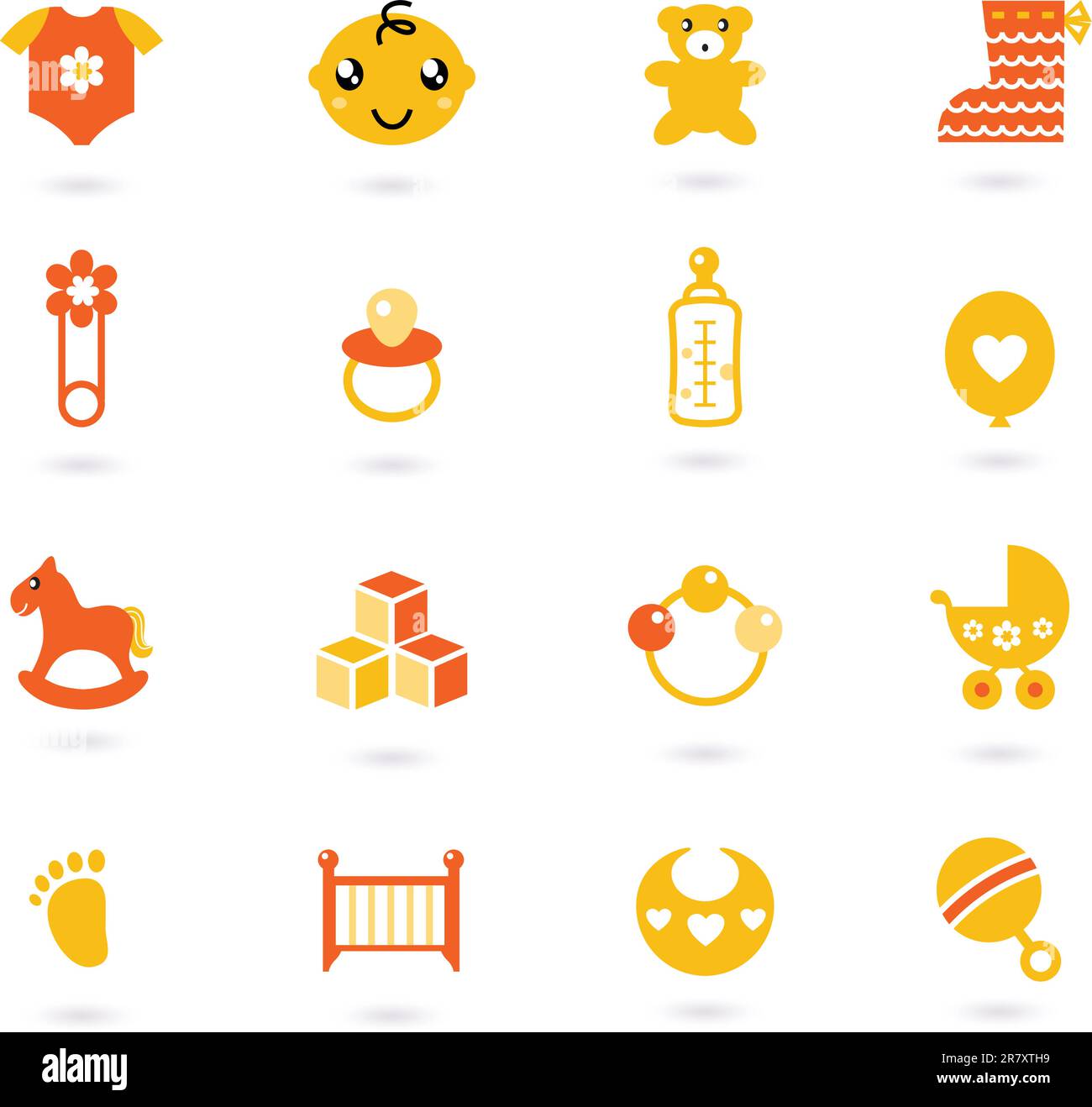 Icons cloth and accessories set for baby girl. Vector Illustration ...