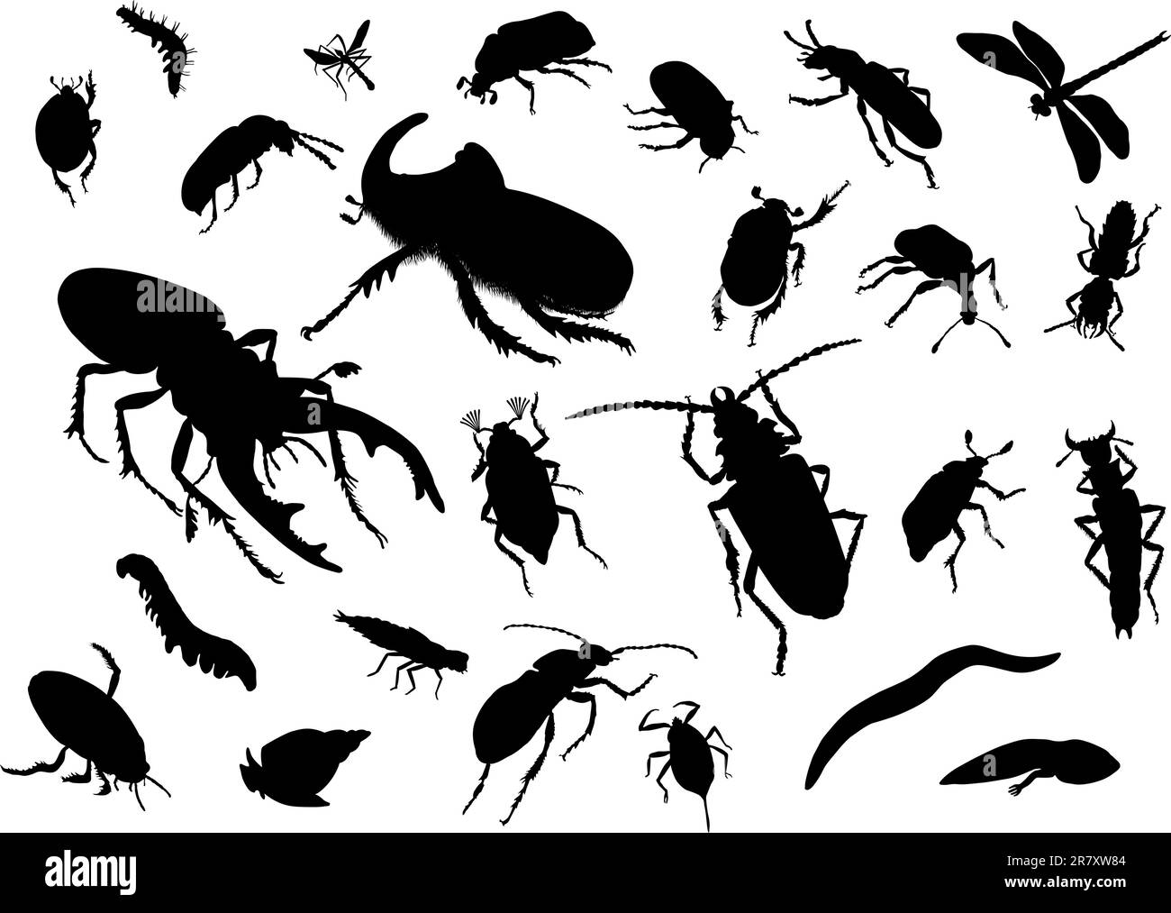Vector silhouettes of insects Stock Vector
