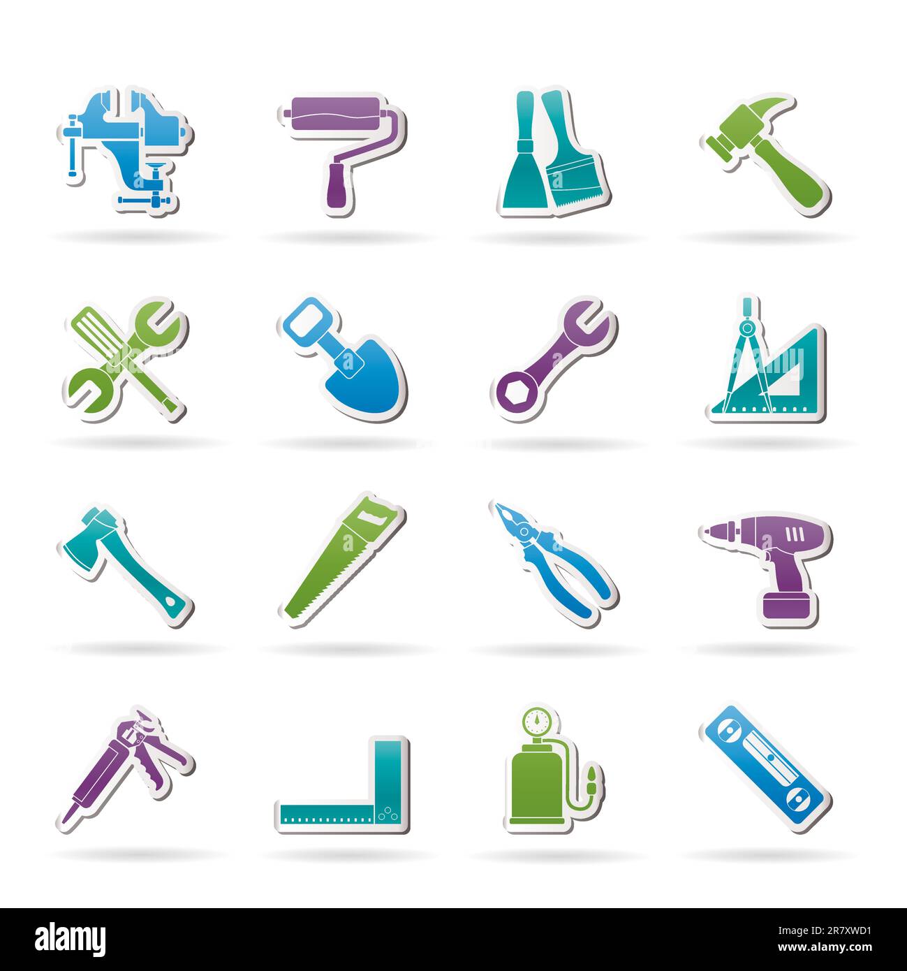 Building and Construction work tool icons - vector icon set Stock Vector