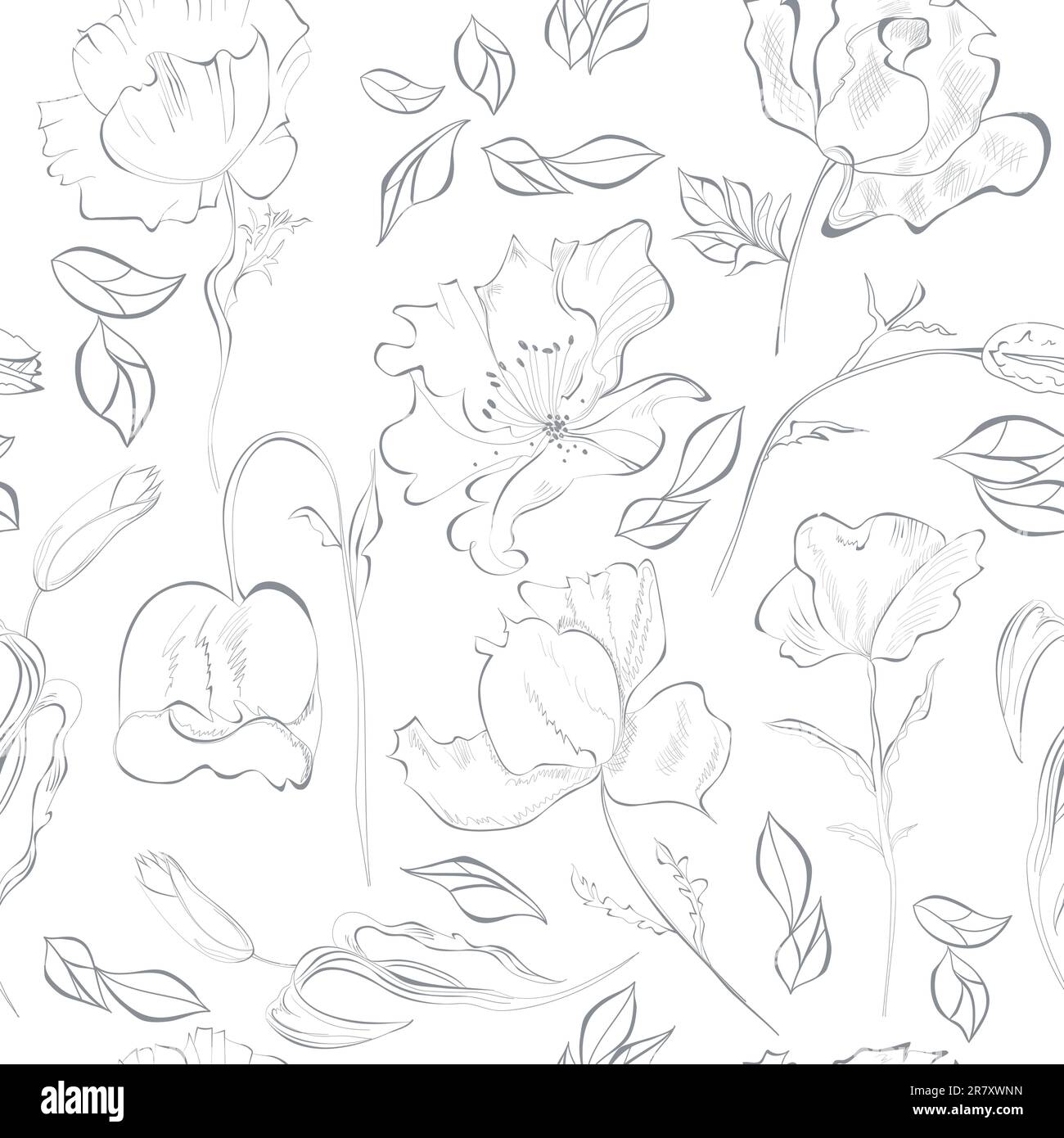 Seamless wallpaper with flowers Stock Vector Image & Art - Alamy