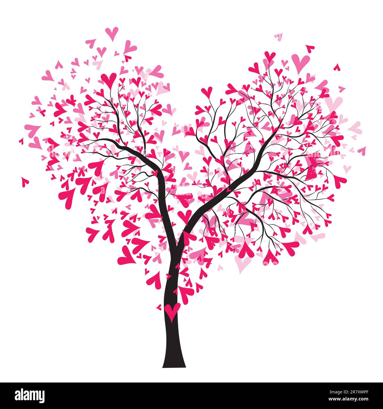 Abstract vector heart tree, Valentine Day. Love, wedding background Stock Vector