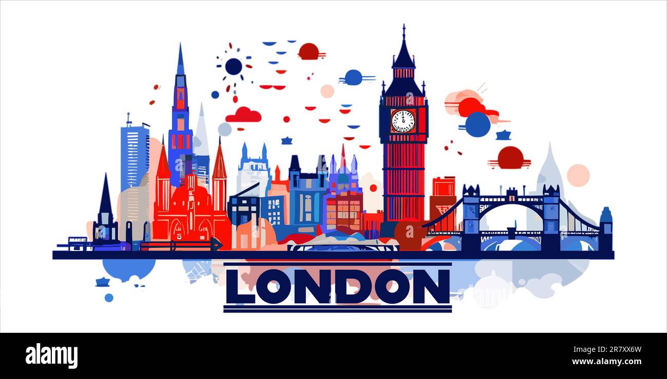 London Skyline Colour Vector Illustration Stock Photo