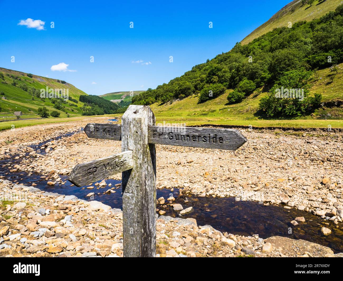 Footpath sign to Muker, Keld and Gunnerside Stock Photo - Alamy