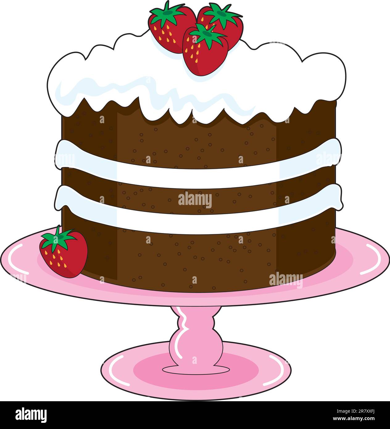 Strawberry Shortcake with whipped cream icing and fresh strawberries