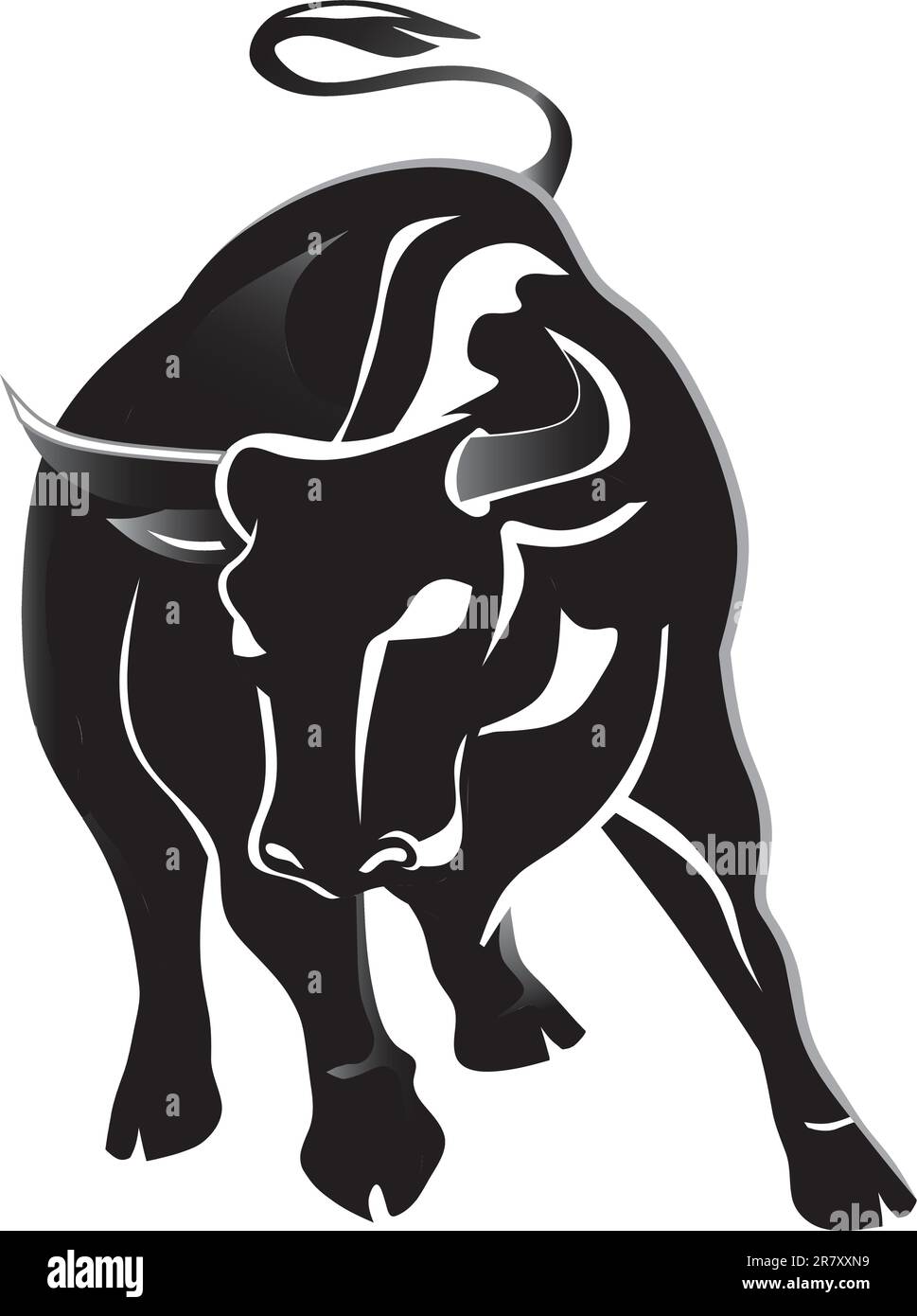 Black bull furious Stock Vector