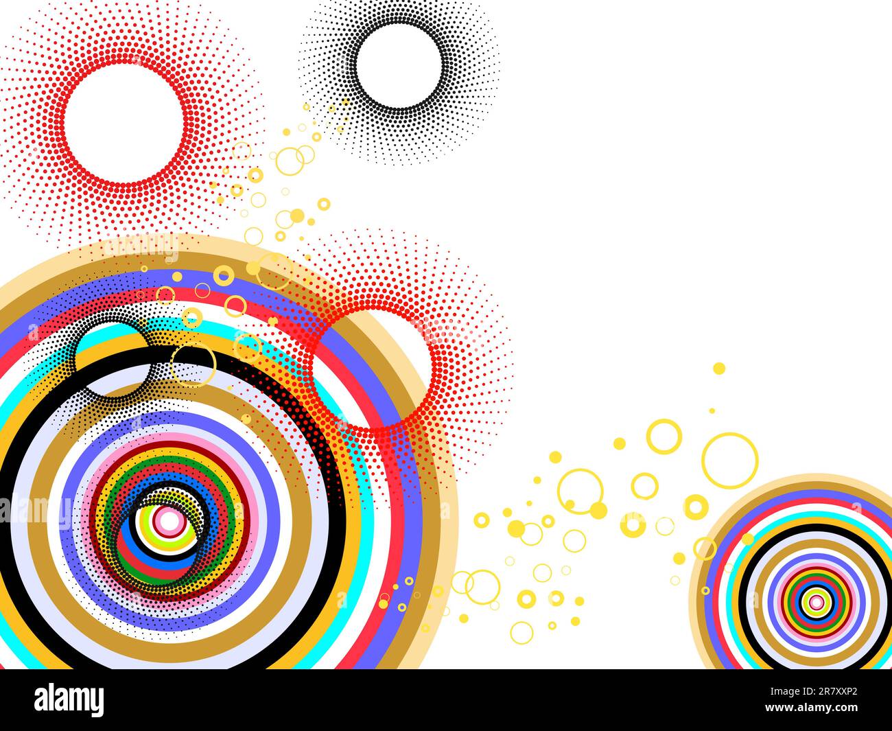 vector illustration of colorful circles and dots on white background ...
