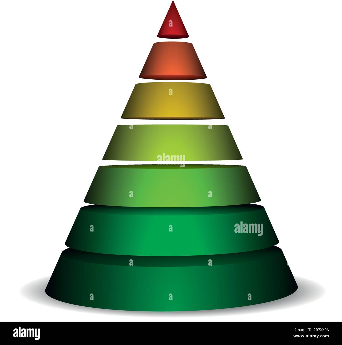 illustration of a sliced cone pyramid filled with different colors