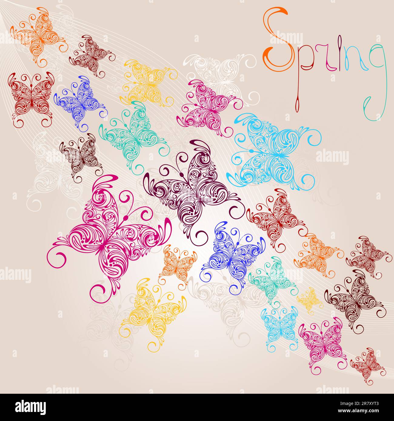 vector spring background with colorful butterflies Stock Vector Image ...