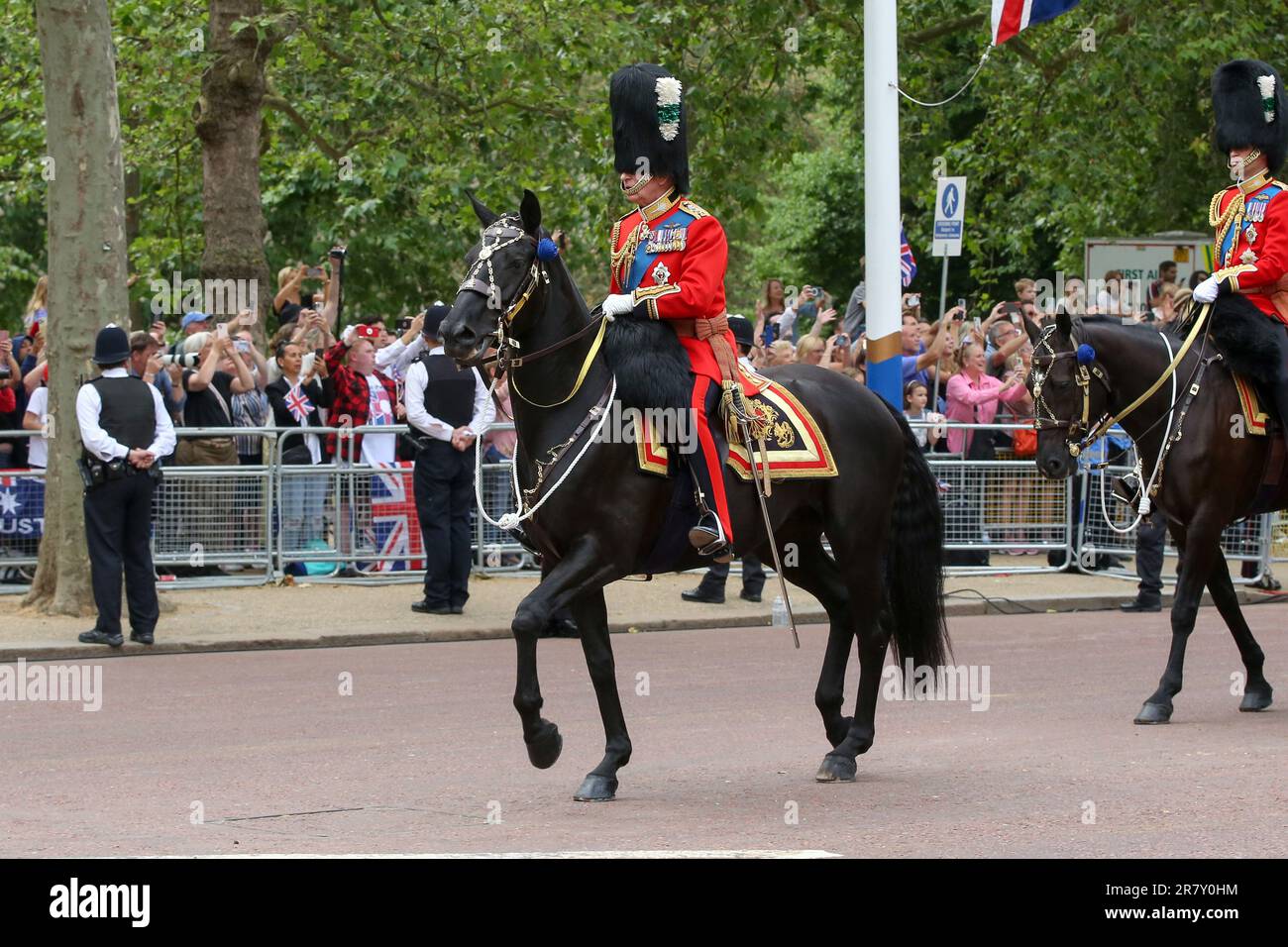 London, UK. 18th June, 2023. Britain's King Charles III rides a horse ...